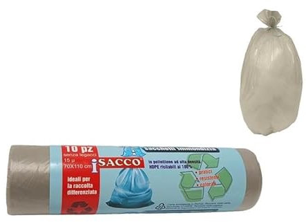 Set 10 Pezzi Sacco Immondizia Spazzatura con Legacci Beige