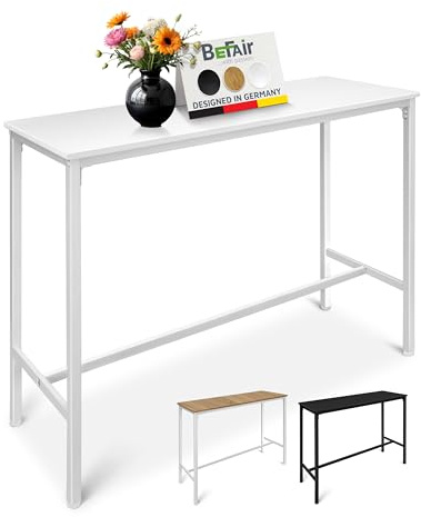 BeFair Bartisch Sven – Moderner Hochtisch 120x40x100 cm, Stehtisch mit Metallgestell, Bartisch für Küche, Hausbar, Partykeller & Gastronomie, Industrial Design