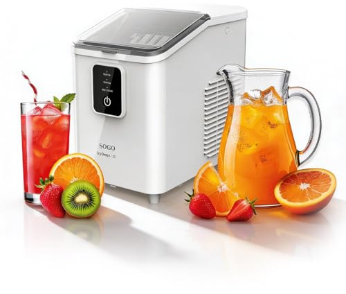 SOGO Máquina de Hielo Compacta para Hogar y Oficina 12kg/día - Fabricadora de Hielo Rápida 8 Cubos por Ciclo - Función Autolimpieza - Máquina para Hacer Hielo con Depósito 1,8L - Avisos Inteligentes