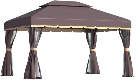Gazebo Pop-up Gazebo da giardino, tendone, padiglione, tenda for feste con reti e tende(Dark Grey)