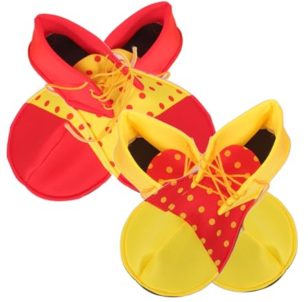 BESPORTBLE 2 Pares Zapatos de para Disfraz de Halloween Colores Rojo y Amarillo con Lunares Accesorios para Fiesta Carnaval y Cosplay Talla Reutilizables y Resistentes