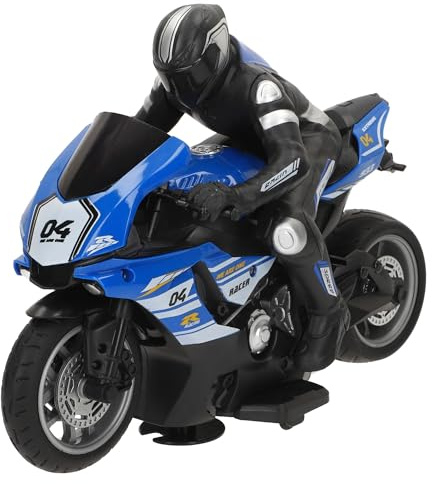 COLORBABY Speed & Go Moto radiocomandata, Pilota compreso, Giallo o blu, Scala 1:10, Velocità 8 km/h, Frequenza 2.4 GHz, Telecomando, Moto radiocomandate elettriche, Giocattoli bambini 6 anni (41364)