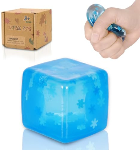 Graphinza snowflake Soft Cube Squeeze Toy – small and Medium Ice Cube Stress Relief Toys, Sensory Stress Relief Toys, Soft Stress Relief Cubes for Kids and Adults – Durable Design (small blue)