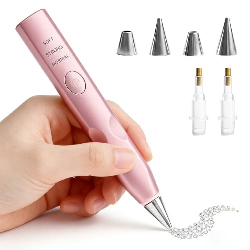 Set di penne elettriche per diamond painting con 4 testine di ricambio e pompa per vuoto, 3 livelli di aspirazione regolabili, accessori per diamante, ricaricabili, senza fili, per fai da te, colore