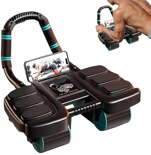 4-Wheel Ab Roller with Auto Return, Smart Abdominal Wheel Exercise with Elbow Support for Core Training, Auto-Rebound System for Home Gym & Fitness, Ab Roller Exercise Wheel