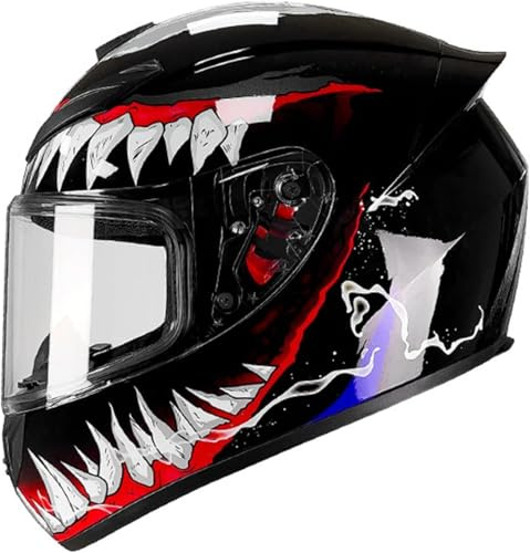 Caimcie Motorcykelhjälm integralhjälm för vuxna med dubbelvisir retro motorcykelhjälm, integralhjälm, integralhjälm, fallhjälm, ECE/DOT-testad 11, XXL = 63–64 cm