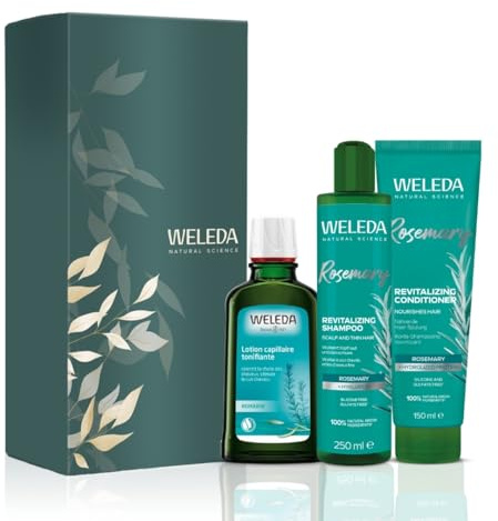 WELEDA - Routine Capillaire Romarin - Lotion Capillaire Tonifiante + Shampooing Revitalisant + Après Shampooing Revitalisant au Romarin - Vegan - Certifié Natrue - 100, 200 et 150 ml