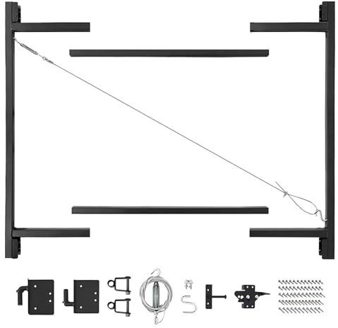 Adjust-A-Gate Full Frame Gate Fence Kit, Fits 36-60 Openings & Up to 5-6', Black - Heavy-Duty Outdoor Reinforcement & Accessories for Gates and Fences
