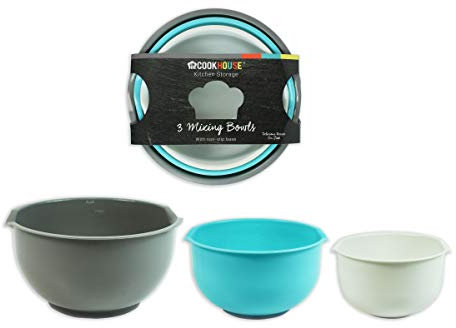 Royle 3 Piece Mixing Bowl Set Kitchen Non Slip Baking Serving Bowls Food Preparation Kit Three Sizes Dishwasher Safe 2.5L, 2L, 1.5L