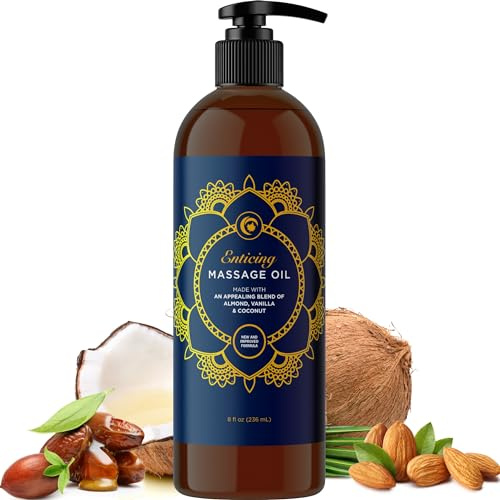 Vanilla Massage Oil for Massage Therapy - Relaxing Full Body Massage Oil with Silky Smooth Jojoba and Sweet Almond Oil - Easy Gliding with Gentle Vanilla Scent - Vegan Non GMO & Gluten Free