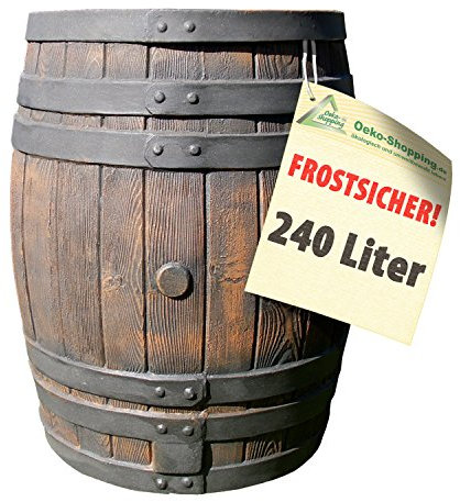 REGENTONNE REGENFASS WASSERFASS REGENWASSERBEHÄLTER REGENWASSERFASS GARTENFASS DESIGNREGENTONNE Eichenfass-Optik (240L)