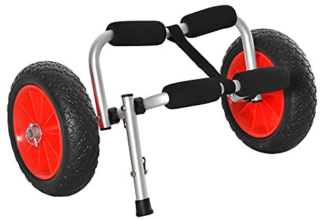 HOMCOM Faltbarer Kajakwagen mit Reifen, 25 cm, geeignet für alle Oberflächen, max. 70 kg, Aluminium, 62 x 35 x 30 cm