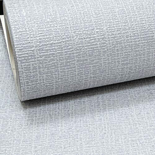MyHome Grey Thick Textured Silver Glitter Vinyl Wallpaper Shimmer Linen Effect Plain