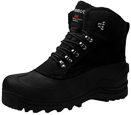 riemot Stivali Uomo Donna Invernali Scarpe Neve Stivaletti Foder Antiscivolo Caldo Eleganti Imbottiti Trekking Boots Taglia 37-47, Nero 43 EU