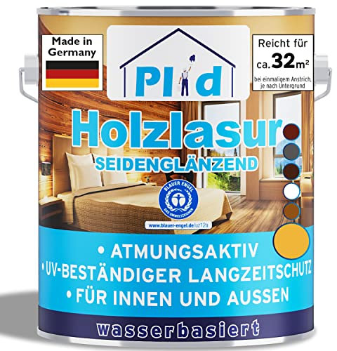 PLID® Holzlasur Innen & Aussen Kiefer 2,5L - Holzschutzlasur Außen mit UV beständigem Langzeitschutz- Grundierung Holz Außen - Holzschutzgel - Holz Lasur atmungsaktiv - Made in Germany