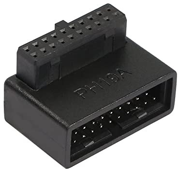 QIANRENON PH19A USB 3.0, 19/20-polig, 90-Grad-Adapter, Stecker auf Buchse, L-Drehung, rechtwinklige Buchse für Desktop-Motherboard, interner Anschluss nach Oben abgewinkelt