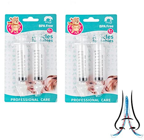 CaiTang (4 Unidades) Lavado Nasal Bebe, Lavado Nasal Niños, Irrigador Nasal Bebe, Seguro y Cómodo, No Tóxico y Sin Sabor, Punta de Succión Nasal de Silicona Limpiable y Reutilizable