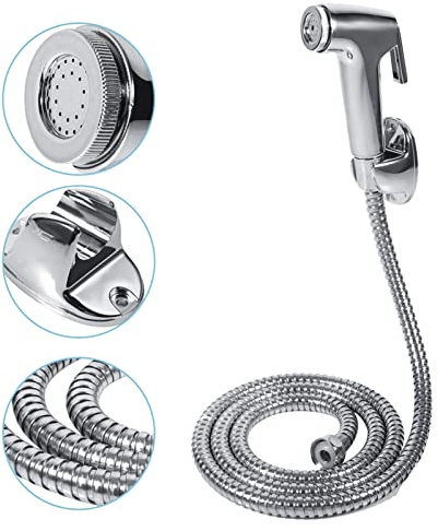 Handbidéspray, handdusch, bidé, multifunktionell toalettdusch, dusch, dusch, spray, rostfritt stål, med slanghållare