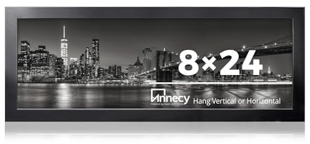 Annecy 8x24 Picture Frame Black（1 Pack）, Panoramic Picture Frame for Wall Decoration, Classic Black Minimalist Style Suitable for Decorating Houses, Offices, Hotels