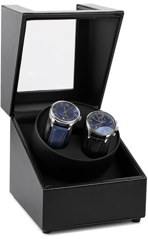Kalawen Latest Automatic Watch Winder, Double Watch Winder Dust-Proof Box with Quiet Motor, Watches Rotation Storage Case Display Box for Automatic Mechanical Watches