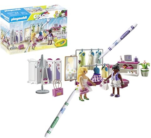 PLAYMOBIL Color 71372 Fashionboutique, kreatives Design für Verschiedene Kleidungsstile, mit wasserlöslichen Stiften, Schwamm und zahlreichem Zubehör, künstlerisches Spielzeug für Kinder ab 5 Jahren