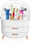 Kousee Make-up-Organizer, Hautpflege-Organizer, Kosmetik-Vitrine mit staubfreier Abdeckung, tragbarer Griff, wasserdichte Make-up-Box für Schminktisch, Arbeitsplatte, Badezimmer, Kommode (White)
