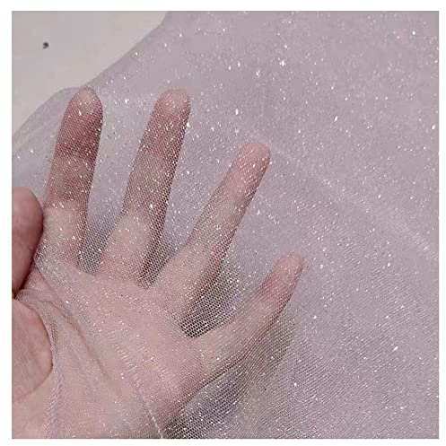 SHTGOI Glittrande tyg 1 m x 150 cm tylltyg metervara tyll spets tyg nät glitter garn tyll dekoration tyger för gör-det-själv handgjord bröllopsklänning fotografi bakgrund rosa, 1 Yard