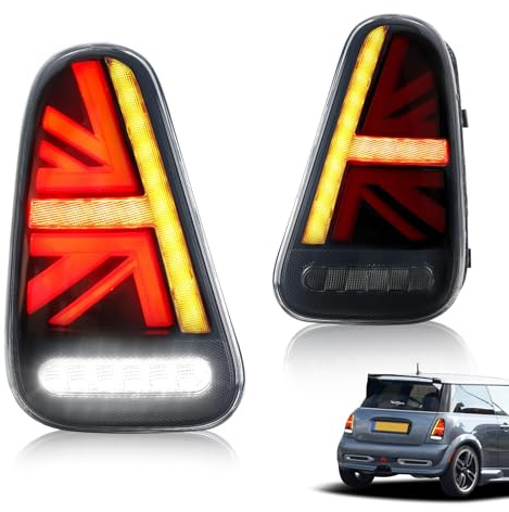 Archaic Rückleuchten kompatibel mit MINI Coopers R50 R52 R53 2001–2007, mit Animations-Tagfahrlicht, Mit E-Prüfzeichen, Paar