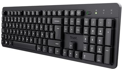Trust ODY II Teclado Inalámbrico Silencioso QWERTY Español, Teclas de Perfil Bajo, Resistente a los Vertidos, Microrreceptor USB 2.4GHz, Wireless Keyboard para Windows Mac PC Ordenador Portátil