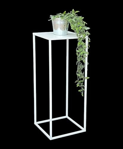 DanDiBo Sgabello per fiori in metallo bianco, rettangolare, 50-70 cm, tavolino da tavolo 96482 con colonna di fiori, moderno supporto per piante (70 cm)