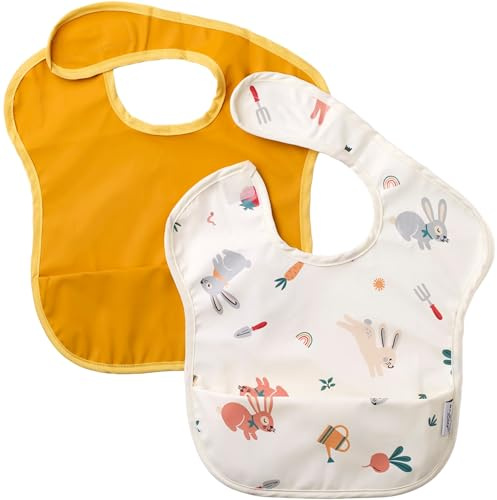 BABATÉ Kids - Bavaglini impermeabili 2 unità, Bavette plastificati, Bavaglino impermeabile smanicato, Bavaglini pappa svezzamento, Grembiule pappa Svezzamento, Bavaglino bambini