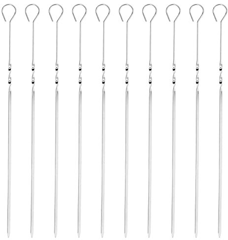 10Pcs Barbecue Sign Needle Bedding Flat Mutton Skewer Steel Needles Picks Barbecue Skewers