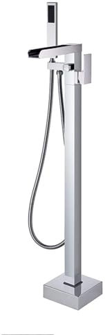 SaryEdge Robinet de Bain sur Pied Cascade mitigeur de Bain à Levier Unique Cascade Bain Douche mitigeur Bec Rotatif en Laiton, chromé(Chrome