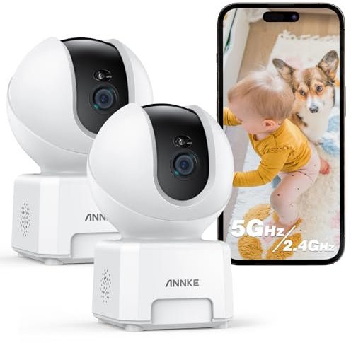 ANNKE 4MP WiFi Camera Indoor Security Camera with 2.4G/5GHz, Pet Camera for Home, 360° Baby Monitor with App, Smart Tracking, Night Vision, 2-Way Audio, Compatible with Alexa, 2 Pack