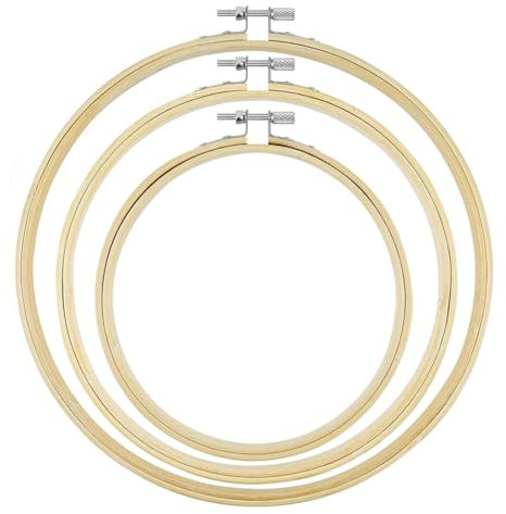 3 Stück 10/15/17 cm Stickrahmen,Bambus Stickrahmen Kreuzstich Rahmen,Einstellbar Kreuzstich Ring Kreuzstich Stickrahmen,Glatt und Leicht,für DIY, Kunsthandwerk, Stickerei