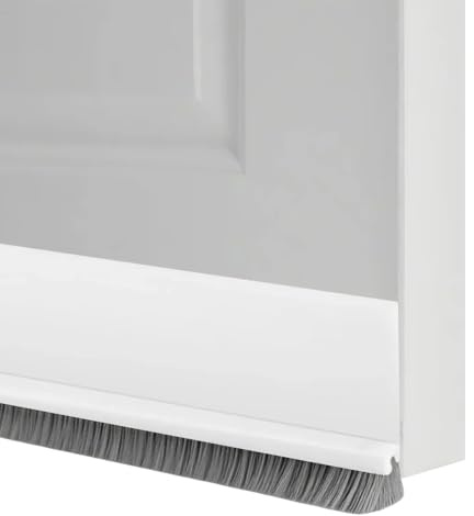 leruiyezs spazzola paraspifferi per portoni bianco 100 cm paraspifferi sottoporta guarnizione a spazzola adesiva tagliabile isolamento termico e acustico per porte interne esterne in legno PVC metallo