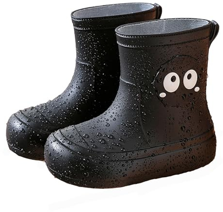 Generisch Bottes en caoutchouc pour enfants garçons et filles Bottes de pluie confortables et imperméables doublées avec lacets en PVC coloré pour la maternelle Facile à enfiler Semelle antidérapante