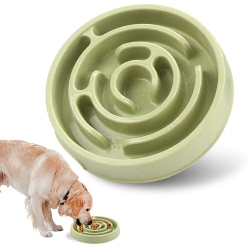 Pet Slow Feeder Bowl - Anti-Choking Maze Design, Universal for Dogs & Cats, Anti-Slip & Anti-Tip (Bowl-Light Green)