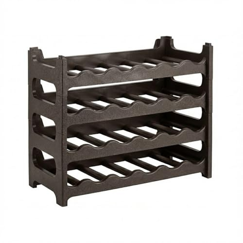 CookandSupply x TheWV Modulares Stapelbares Weinregal aus Kunststoff, Flaschenregal in Hammerleder-Optik, 6 Flaschen pro Modul, Platzsparendes Weinständer - Cortenbraun, 24
