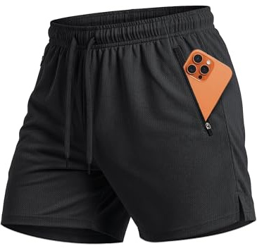 MAGCOMSEN Men's 5 Inch Running Shorts Quick Dry Gym Shorts Black, XL