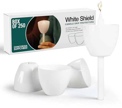 Concordia Supply Plastic Shield Candle Drip Protectors - White Drip, Wind & Flame Candle Protector - Ideal Candlestick Holders for 1/2 Candles on Candlelight Services & Memorial Candle (Box of 250)
