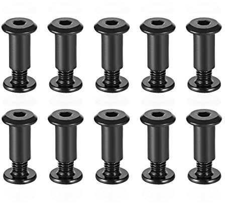 uxcell Screw Post Fit for 5/16(8mm) Hole Dia, Male M6x10mm Belt Buckle Binding Bolts Leather Fastener Carbon Steel Black 10 Sets