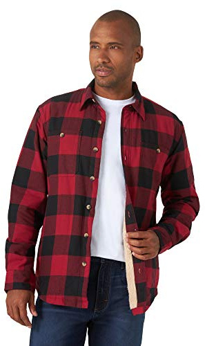 Wrangler Authentics Fleecetröja för män, skjorta, långärmad, tungvikt