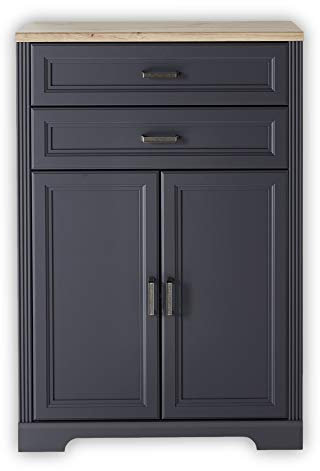 Stella Trading JASMIN Aktenschrank in Graphit, Artisan Eiche Optik - Büroschrank mit Schubladen und Türen - Landhausstil Büromöbel Komplettset - 86 x 127 x 38 cm (B/H/T)