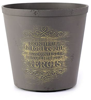 Valle Verde Blumentopf Pflanzentopf Kräutertopf Witterungsbeständig Kunststoff Retro Vintage Rustikal (Ø 17 cm x 15,5 cm, Dunkelgrau)