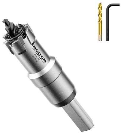 Mollom (21mm | 13/16) Sierra de Corona de T.C.T Carburo Broca con 2 Brocas,Punta de carburo de tungsteno para Metal Duro,Acero,Hierro,Cobre,Madear,Latón,Plástico