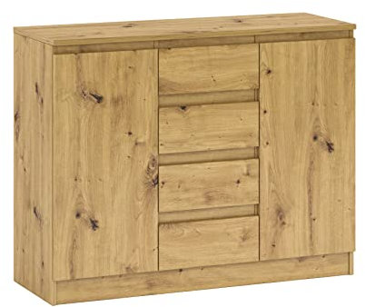 Domando Kommode Riviera M1 Modern für Schlafzimmer Breite 110cm, grifflos öffnend in Artisan Eiche