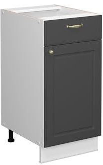 Vicco Küchenunterschrank Fame-Line, Anthrazit-Gold/Weiß, 40 cm ohne Arbeitsplatte