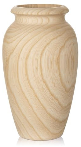 25CM Große Blumenvase Holzvase, Dekorative Vasen für Kunstblumen Blumengesteck, Dekovase aus Holz mit Plastikeinsatz, Öffnung - Ø 8.5 cm