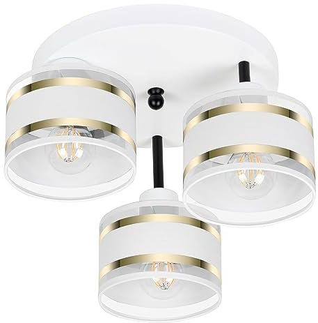 alfalux Deckenlampe Mit 3 Lampenschirmen LED Deckenleuchte Lampe Wohnzimmerlampe Schlafzimmerlampe Wohnzimmer Schlafzimmer Küche Leuchte Deckenleuchten Weiß TI-3030WE-WEWEWE